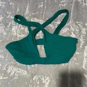 Teal Twist-Back Sports Bra